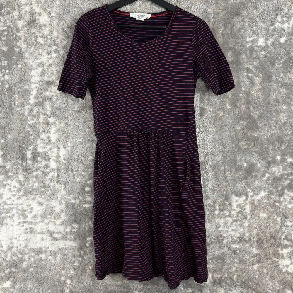Workshop Republic Clothing Size S Striped Mini Dress Red Navy‎ Short Sleeve